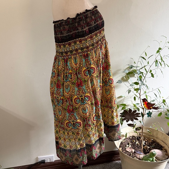 Bohemian Strapless Paisley Dress AMAZING!!! So Beautiful 100%cotton size Medium - Picture 4 of 12